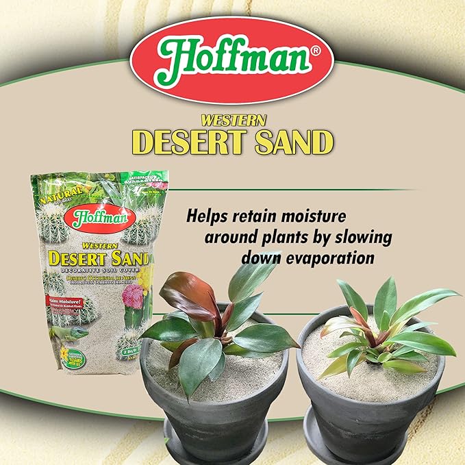 Hoffman Western Desert Sand Decorative Soil Cover for Potted or Bedded Plants, 2 Dry Quarts, 2 Pack