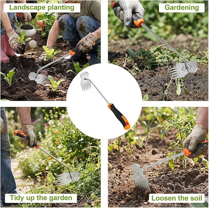 Garden Weed Tool,2026 Portable Weeding Tool,6 Tooth Stainless Steel Hand Weeder Tool,Adopt Anti slip handle,conforms to ergonomic curves,Suitable For Vegetable Cultivation And Horticulture on Farms