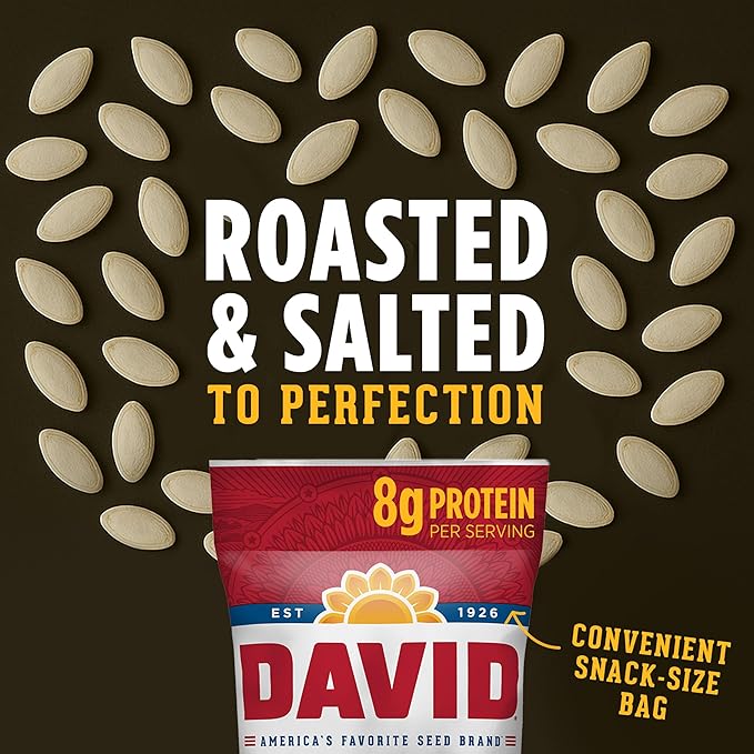 DAVID All Natural Pumpkin Seeds, 2.25 oz. (Pack of 12)