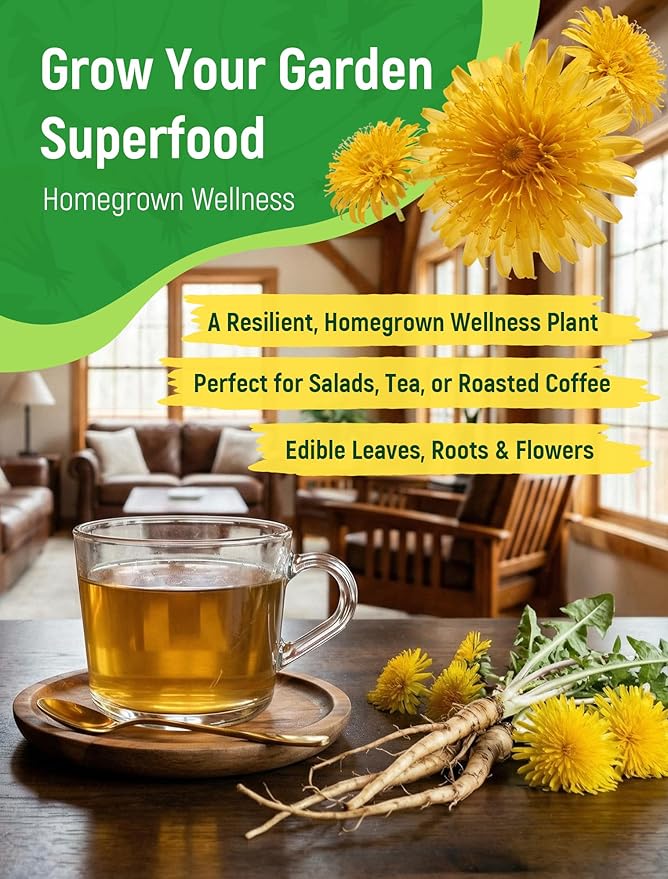 Dandelion Seeds for Planting - 4,000+ Heirloom Dandelion Herb Seeds (Taraxacum officinale), Edible Leaves Flowers Roots, Medicinal Garden, Pollinator-Friendly, Non-GMO