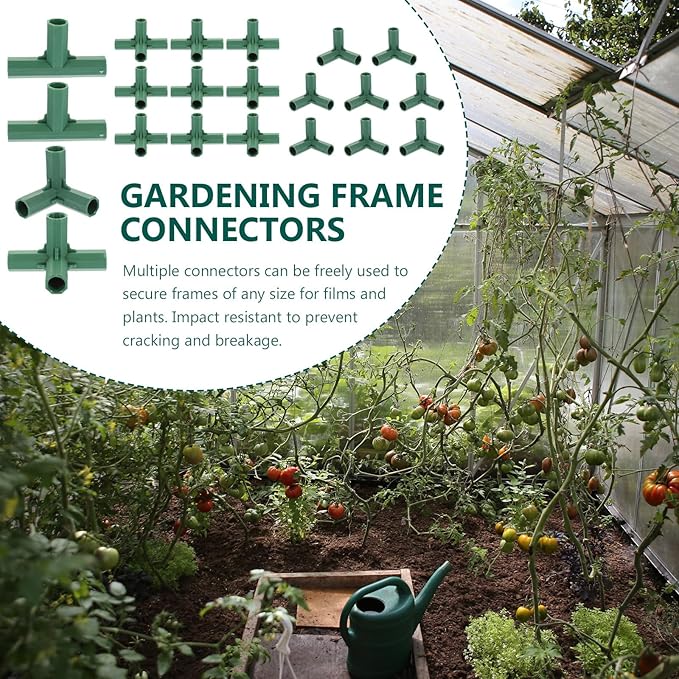 20pcs Greenhouse Frame Connectors Gardening Frame Joints 16mm Pole Connectors for Garden Stakes and Plant Support Structures Sturdy Fixing for Outdoor Greenhouse Construction