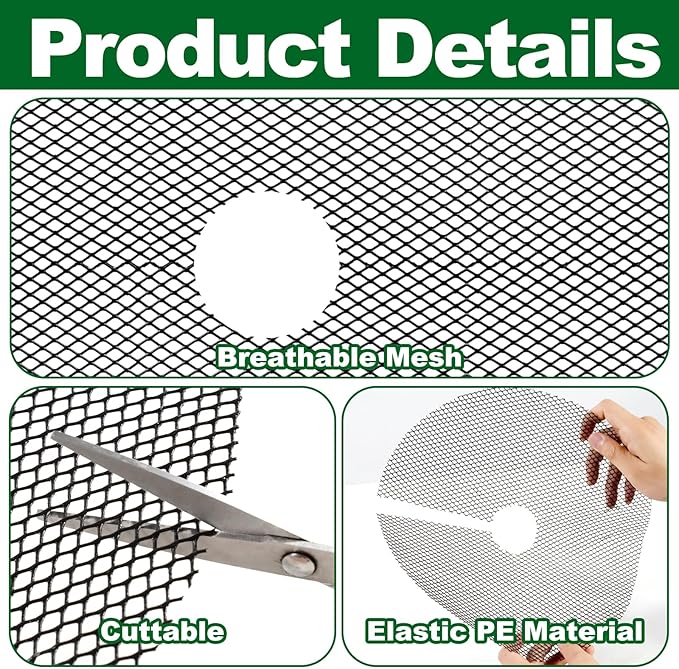 6Pcs Plant Pot Grids,11.8Inch Plant Pot Cover with 30 U-Shaped Nails, Cat Proof Protector for Potted Plants,Dig-Free Soil Cover & Flower Pot Grid Guard