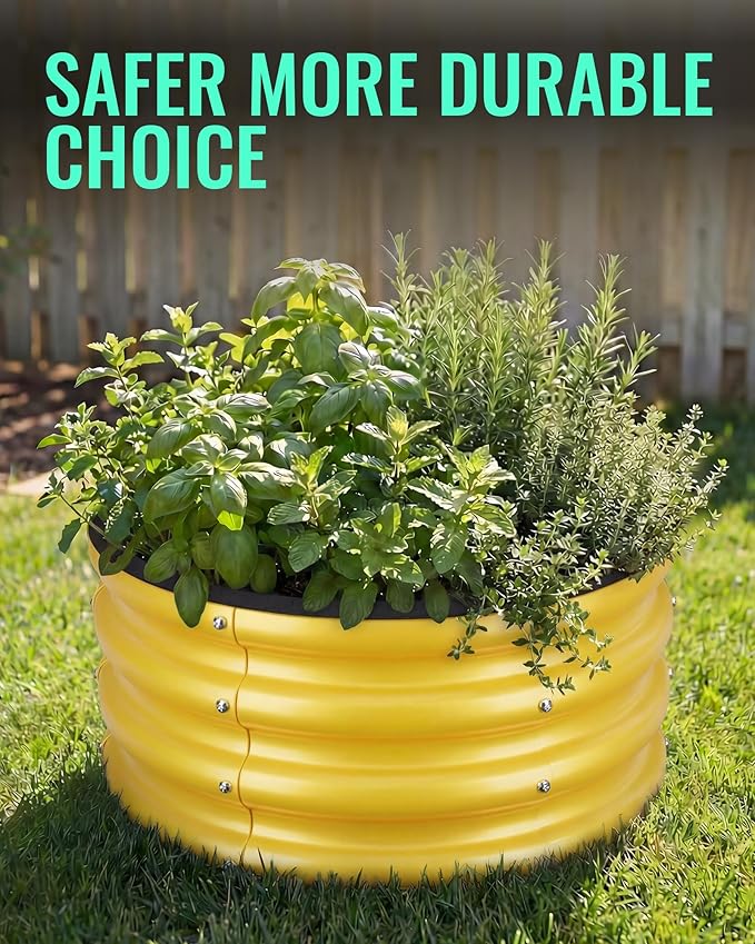 ZXZYHFTY Raised Garden Bed, 0.6 mm Galvanized Steel Round Planter Box with Open Bottom, Green, 2 x 2 x 1 FT, 2 Pack