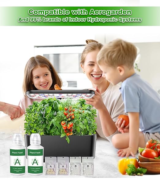 800ml Hydroponics Nutrients Fit for AeroGarden Hydroponic Indoor Garden, Hydroponics Supplies A&B Plant Foods hydroponic Nutrient Solution for Vegetables Fruits Flowers Thrive