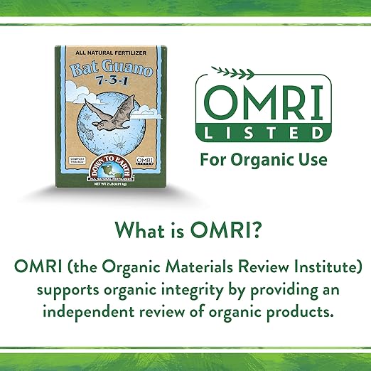 Down To Earth All Natural Fertilizers Organic Bat Guano - High Nitrogen Plant Food for Vegetative Growth 7-3-1, 2 lb