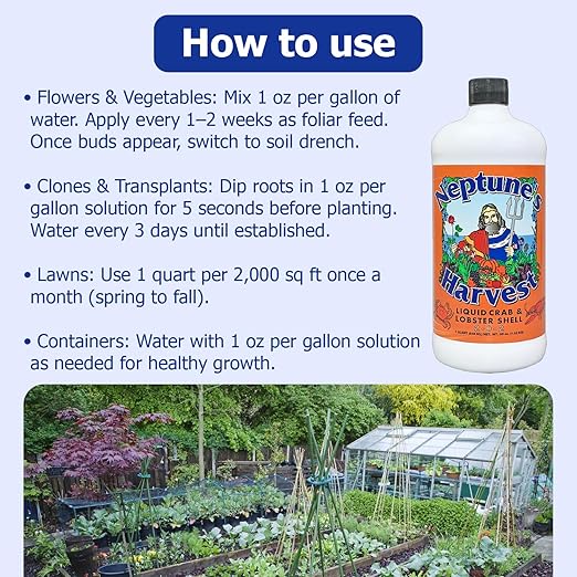 Neptune’s Harvest Organic Crab & Lobster Shell Multi-Purpose Liquid Fertilizer (2-0-2) - 36oz Bottle - Rich in Nutrients Soil Fertilizer - Plant Food for Lawns, Gardens, and Vegetables