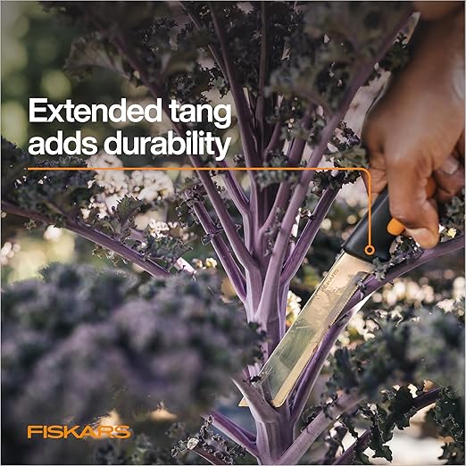 Fiskars Harvesting Knife, Gardening Gifts for Women, Serrated Edge Hand Tool with Sheath, Black