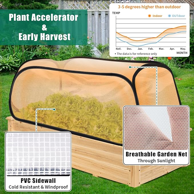 ANGAR Garden Covers for Raised Beds, Garden Row Plants Cover Accelerator, Freeze Protection Greenhouse Cover for Raised Garden Beds Protecting Seedlings Fruits Vegetable Rows