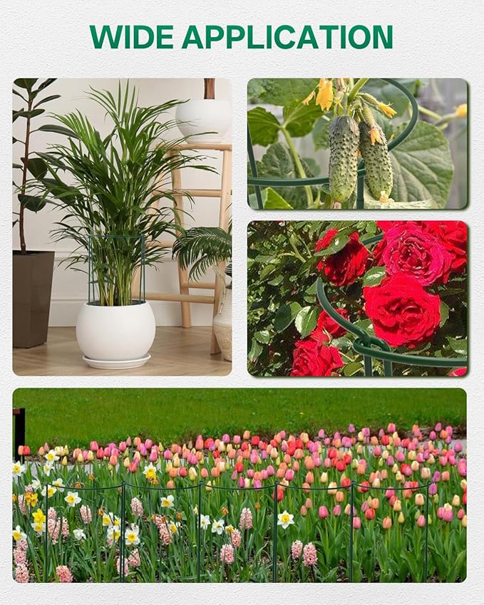 Breeze Touch 8 Pack Plant Support Stakes, 16 Inch Plant Stakes for Outdoor Plants, Peony Cage with 15 Pcs Green Lables, Peony Cages and Supports, Peonies Support Cages Flower Stakes for Plants
