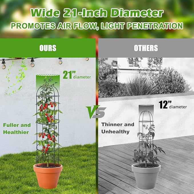 Trellis for Climbing Plants Outdoor, 60" Tall Heavy Duty Metal Obelisk Garden Trellis Climbing Plant Support for Heavy Tomatos Cucumber Potted Vine Flower Rose Clematis Vegetable Pea Bean Trellises