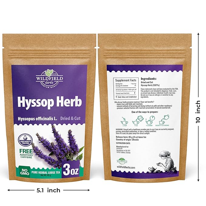 3 oz. Hyssop Dried Herb Hyssop Tea Herbal (Hyssópus Officinális) - 85 g Hyssops Hysopp Herb Hisopo