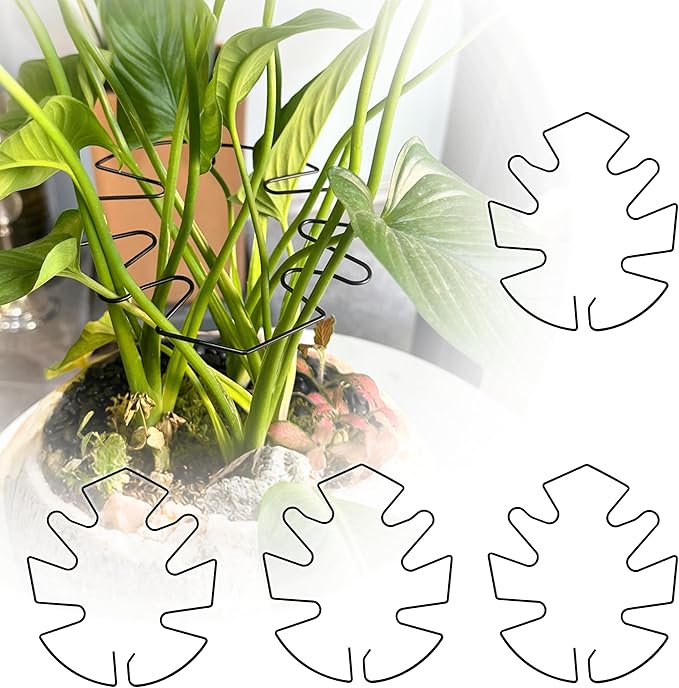 5PCS Monstera Plant Stem Support, 7.3 * 6.5 in Adjustable Stake with Leaf Holders for Indoor Plants, Unique Plant Support Kit for Climbing Plants Outdoor (Monstera)