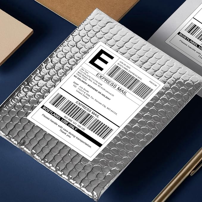 Bostlabels 500 Sheets 2000 Pcs 4 Up 4x5 White Shipping Labels for inkjet and Laser Printers, large Labels 4 per Sheet, Permanent Strong Adhesive A4 Size 4 Labels per Page Perfect for Mailing & Address