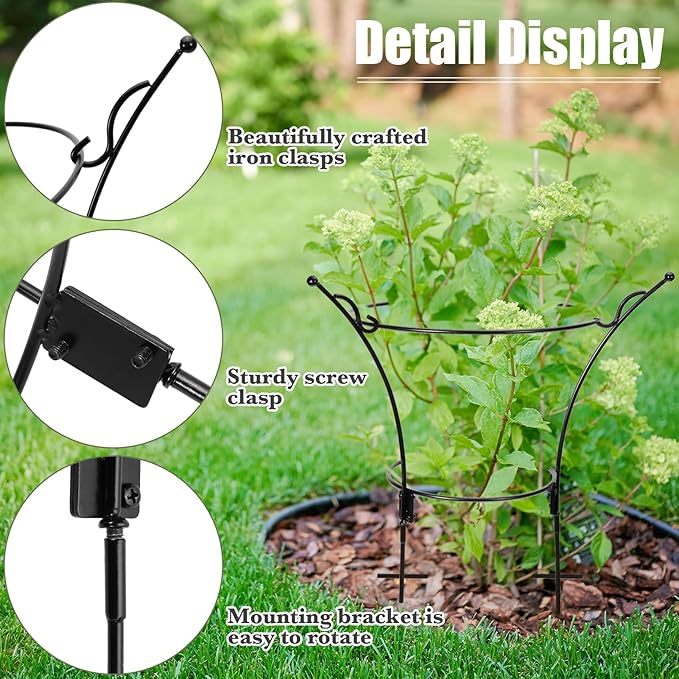 2 Pack Large Peony Cages and Supports,23.2" H X 13.4" D Metal Peony Support Rings,Tall Plant Support Garden Stakes for Outdoor Plants and Other Flopping Flowers