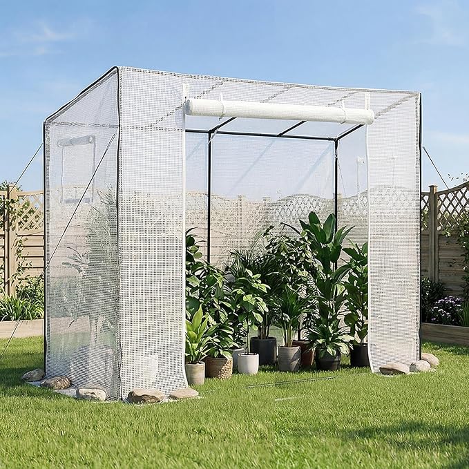VEVOR Walk-in Greenhouse, 76.8" x 30.3" x 66.1" Greenhouse for Outdoors with Windows, PE Cover, Roll-Up Zipper Door, Walk in Green House Kit, Portable Plant Garden Hot House for Backyard, Outside