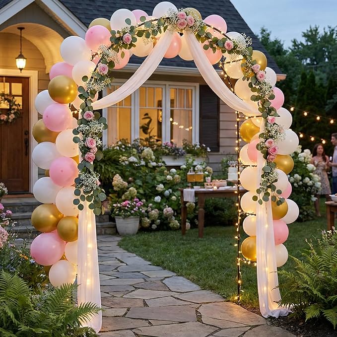 Skypatio Outdoor Flower Garden Arch Trellis 7.8Ft High x 4.6Ft Wide, Metal Garden Pergola Arbor for Climbing Plants, Black