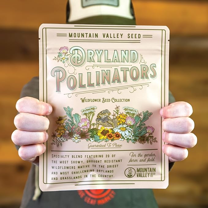 Wildflower Seeds - Drought-Tolerant Mix, 2 oz (80,000+ Seeds) – 20 Non-GMO Varieties – Dryland Wildflower Blend for Pollinators and Low-Water Gardens