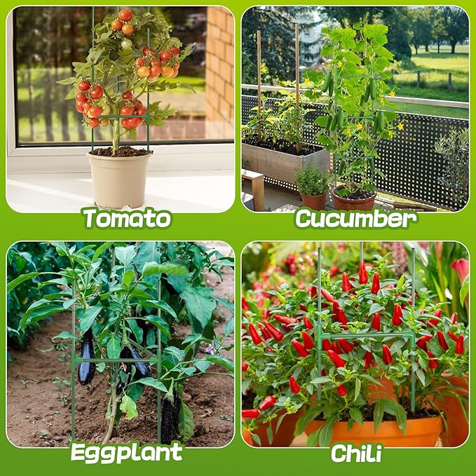 Upgraded Stable Tomato Cages - Durable Tomato Plant Stakes Trellis for Garden, Easy to Assemble, Up to 45Inch, Adjustable Tomato Plant Support for Vertical Climbing Plants Vegetable Flower, 3Pack