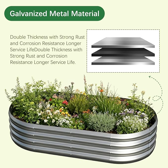 Galvanized Garden Bed kit for Vegetables/Herbs/Flowers (8X4X1)