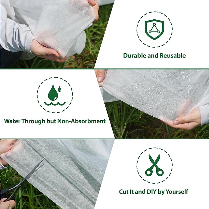 10 * 50FT Plant Covers Freeze Protection, 1.06 oz/yd² Large Thick Floating Row Cover Fabric for Winter Frost Protection, White Blanket Cloth for Outdoor Garden Vegetables in Cold Weather