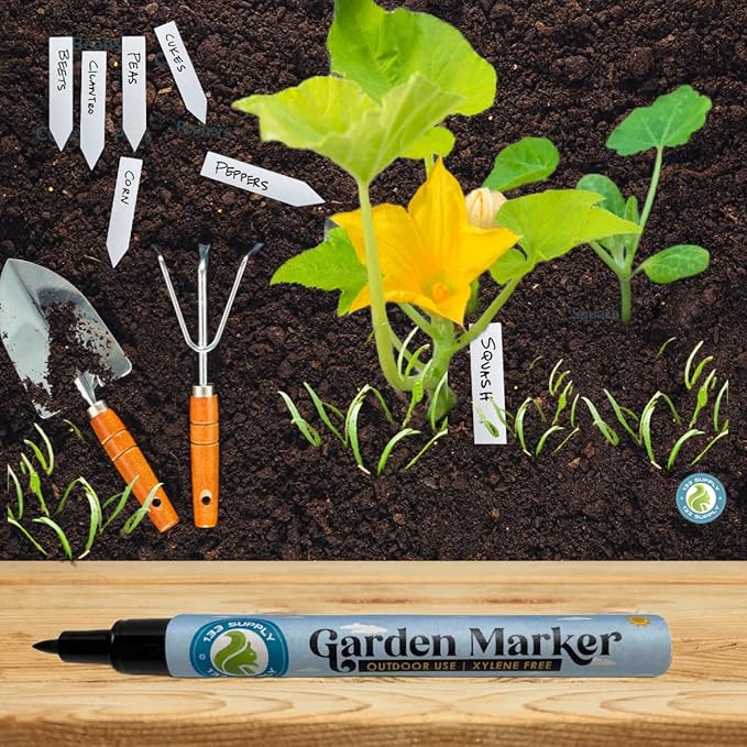 -100 Pack 4" Plastic Plant Labels for Seedlings with 2 Pack of Garden Marker Pens (Garden Markers Fade Resistant Plant Markers Outdoor Waterproof Pen Black Permanent Markers Plant Tags)
