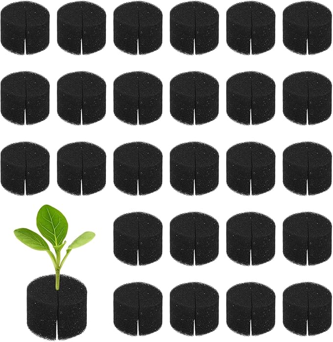 30-Pack Hydroponics Sponges, 1.57 Inch Growing Media Cylindrical Sponges for Planting Gardening Tool/Grow Seedlings/Home Vegetable Flower, Soilless Cultivation Seedling [Black]