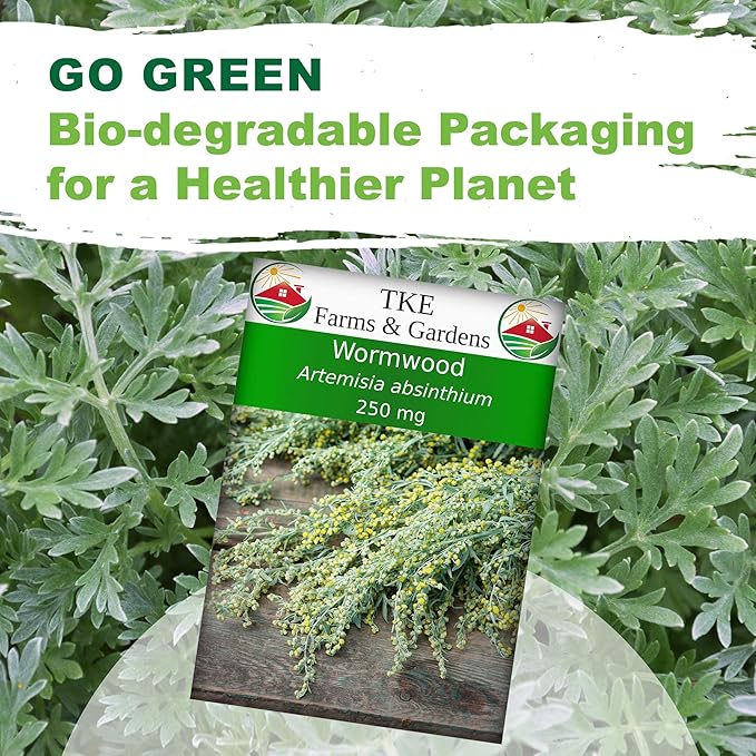 TKE Farms & Gardens - Wormwood Seeds for Planting, 1000+ Heirloom Non-GMO Seeds, Aromatic Perennial Herb with Silvery Foliage, Hardy and Drought-Tolerant, Beautiful Low-Maintenance Garden Plant