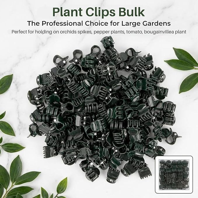200 PCS Plant Clips Orchid Clips - Plant Support Clips for Indoor Plants, Small Plastic Garden Trellis Clips for Plant Stakes, Climbing Vine Stem Support, Orchid Plant Training Upright Growth