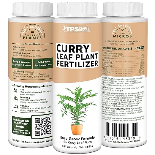 Curry Leaf Fertilizer – Liquid Plant Food for More Leaves, Bushier Growth & Deep Green Foliage, 8 oz