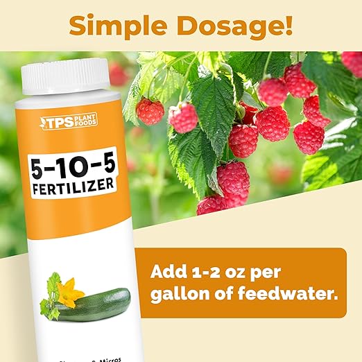 5-10-5 Fertilizer for Plants, Great for Root Vegetables, Fruiting Vegetables, and Flowers, Plant Fertilizer by TPS Plant Foods, 8oz (250ml)