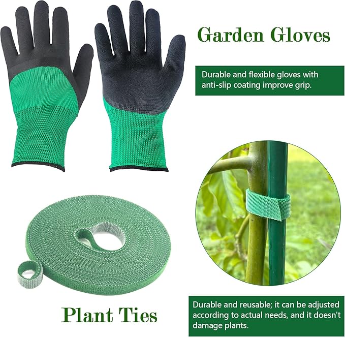 6Pack 12" Width Up to 63" Height Adjustable Square Tomato Cages for Garden, Plant Support Stakes for Climbing Vegetable, Tomatoe, Flower, with Twist Ties Snap-On Stake Arms