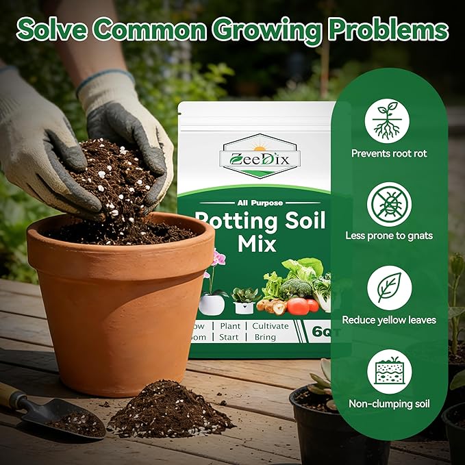 Zeedix Potting Soil Mix for Indoor Houseplant, Include Perlite, Compost, Peat Moss, Coco Coir and Vermiculite, Well Draining Potting Mix, Promote Healthy Root Development and Faster Plant Growth, 3qt