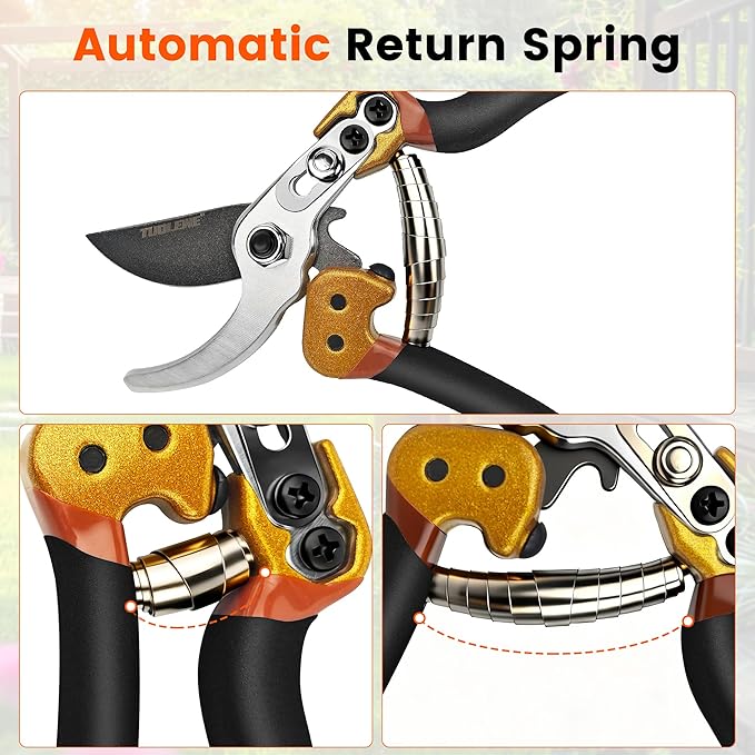 Professional 2-Pack Pruning Shears and Tin Snips Heavy Duty Garden Clippers with Japanese SK5 Steel and Stainless Steel Blades for Branch Cutting Bonsai Gardening Cardboard