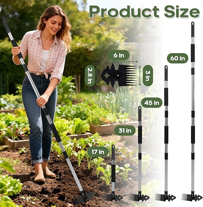Weed Remover Tool,Portable Garden Weeder Tool,60"Gardening Weeding Tools,2026 New Manganese Steel Weeding Tools,for Hand Weeder for Vegetable Gardening Backyard Farm Planting & Uprooting Weeding Tool