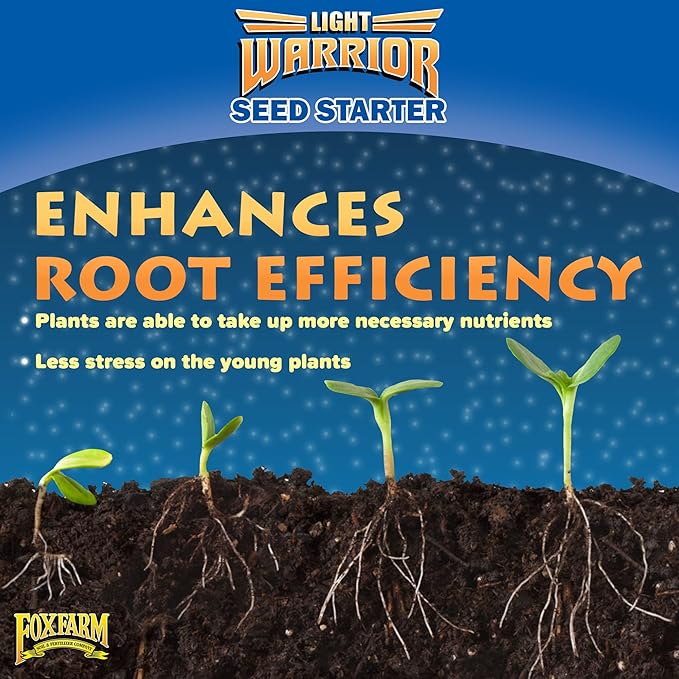 FoxFarm Light Warrior Seed Starter Growing Medium, 12 Quart - Beneficial for Seed Germination and Root Development, Indoor/Outdoor Cultivation - Ideal Nutrition for Plant Seedlings