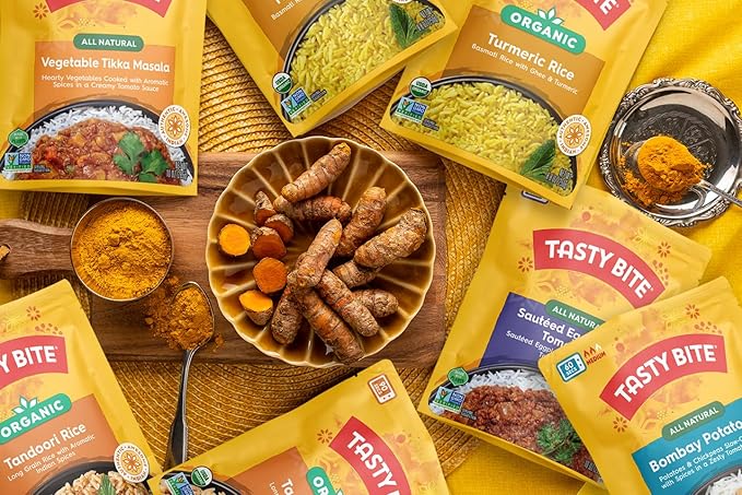 Tasty Bite Variety, Pack of 8, Madras Lentils, Bombay Potatoes, Vegetable Tikka Masala, Channa Masala, 3Bean Madras Lentils, Split Pea & Turmeric Curry, Coconut Squash Dal, Chickpea Coconut and Turmeric Curry