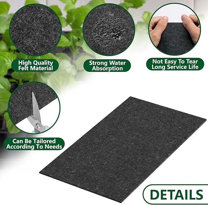 EBaokuup 8 Pcs 24-Cell Replacement Capillary Mats-13 x 8 Inches Self Watering Seed Starting Mat-Capillary Mats for Indoor Gardening Greenhouse Plant Seed Starting