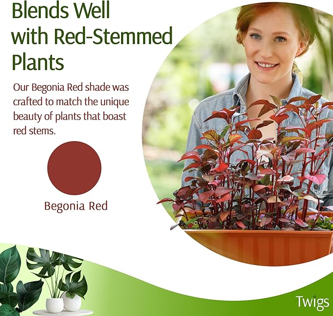 Stackable Plant Support Stakes, Indoor & Outdoor Houseplant Stem Support, Garden Accessories, Durable Trellis Alternative for Climbing & Potted Plants - Begonia Red, 10 Pack, 17" L