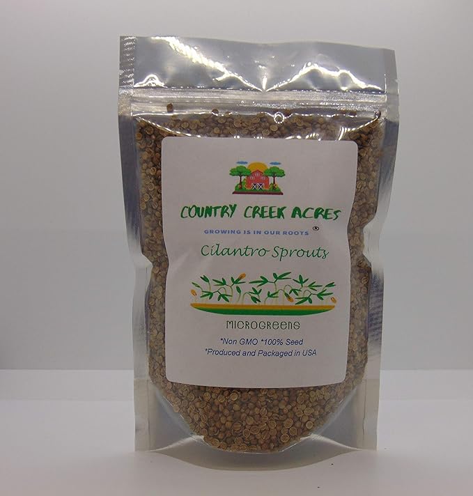 Cilantro Seed, Sprouting Seeds, Microgreen, Sprouting, 8 OZ, Non GMO - Country Creek Acres Brand - High Sprout Germination- Juicing, Gardening, Hydroponics, Growing Salad Sprouts