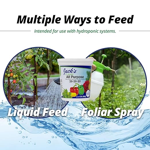 Jack's Classic 20-20-20 All Purpose Water-Soluble Fertilizer with Micronutrients to Provide General Growth on All Plants, 1.5lbs, 2 Pack