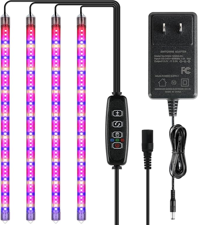 iPower Plant Grow Light Strips 192 LEDs for Indoor Plants, Auto ON & Off Timer and Multi-Dimmable Levels