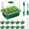 YAUNGEL Seed Starter Tray, 10 Pack 120 Cells Thicken Seed Starter Kit with Heightened Lids Humidity Dome Seedling Starter Trays for Indoor Gardening Plant, Green