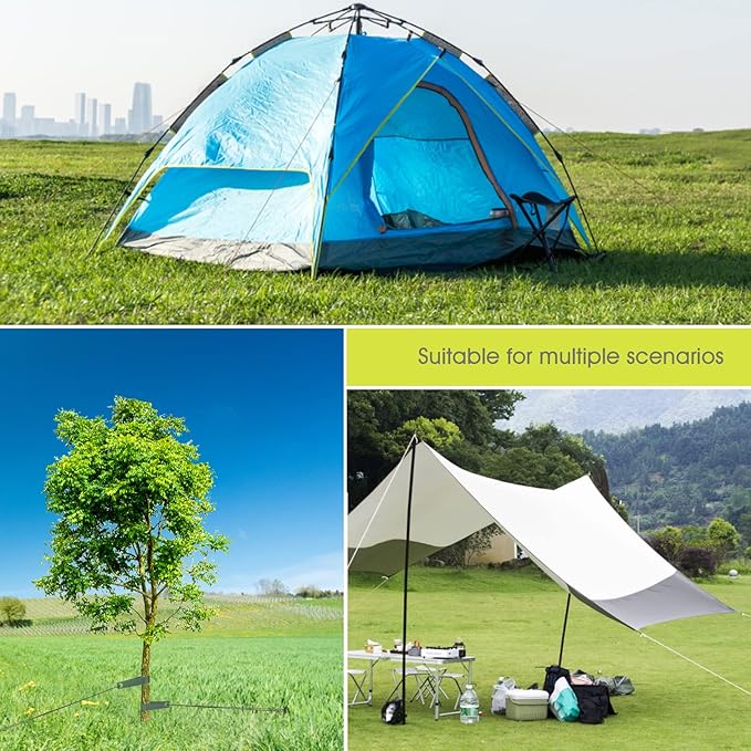 Heavy Duty Tree Stake Kits, 15.75 Inch Steel Tree Stakes and Supports for Young Tree Anti Strong Wind, Leaning Tree Anchor Straightening Kit with 6PCS Steel Stakes, 13.12 Feet Rope and Tree Straps