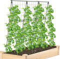 Cucumber Trellis for Raised Bed, 1 Pack 4ft Tall A-Frame, Garden Trellis for Climbing Plants Outdoor, Perfect for Vines, Beans - Green with Netting