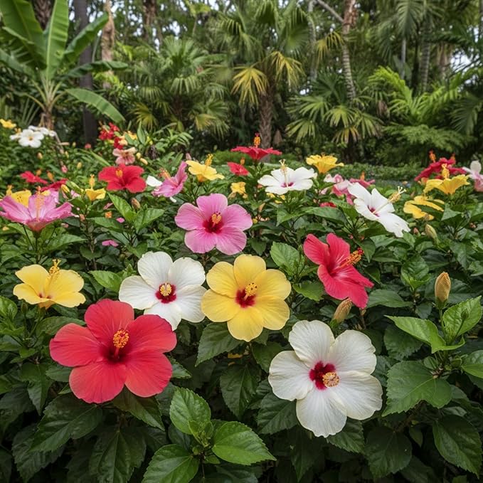 100 Hibiscus Seeds for Planting Perennial Flower Seeds for Outdoor Garden Tropical Hibiscus Flowers to Attract Pollinators Colorful Blooming Flower Seeds