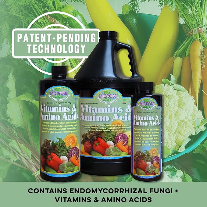 Microbe Life Hydroponics Premium Vitamins & Amino Acids Essential for Maximum Plant Growth and Root Uptake, Use with Any Feeding Systems Including Hydroponics or Soil, 16 Ounces