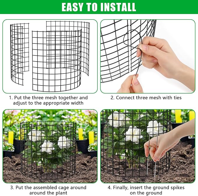 10 Pack Plant Protector from Animals, 13x12 inch Wire Plant Cages Mesh Plant Cage Garden Plant Protector, Sturdy Bunny Barricades Chicken Wire Cloche Plant Protectors for Keeping Bunny Animals Out