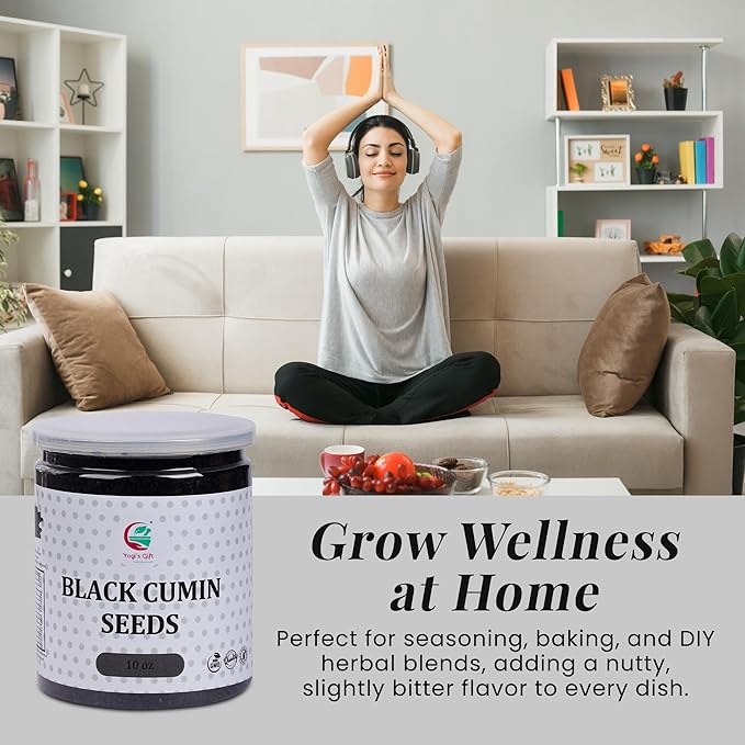 Black Cumin Seeds 10oz, Nigella Sativa, 100% Pure & Natural, Premium Quality Kalonji Seeds, Perfect for Seasoning, Cooking, Sprouting & Herbal Uses - By Yogi’s Gift®
