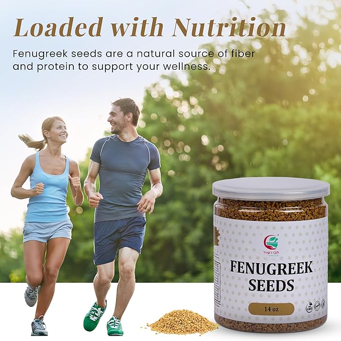 Fenugreek Seeds 14oz, 100% Pure & Natural Methi Seeds, Premium Quality, fenogreco en semillas, For Cooking, Herbal Uses and Overall Wellness - By Yogi’s Gift®