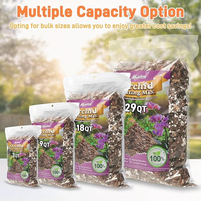 Orchid Bark Potting Mix - 29QT Natural Orchid Potting Mix for Repotting, Blended with Small Pine Bark and Perlite to Provide Ideal Ventilation and Good Drainage for Orchids and Other Potted Plants